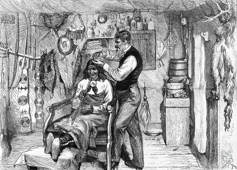 Native American Chief At Barbers Shop Photograph by Science Source