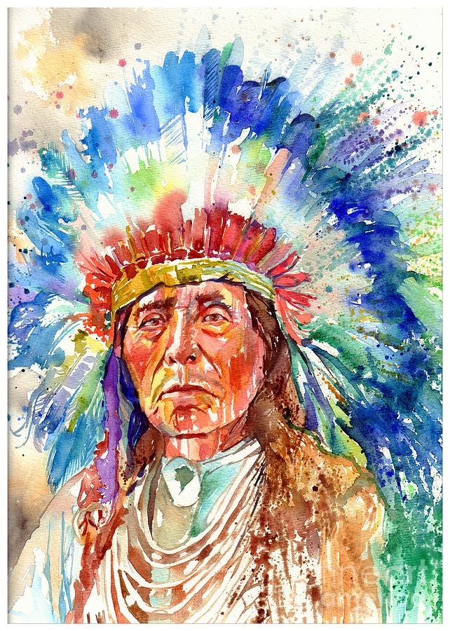 Horse Painting - Native American Chief by Suzann Sines