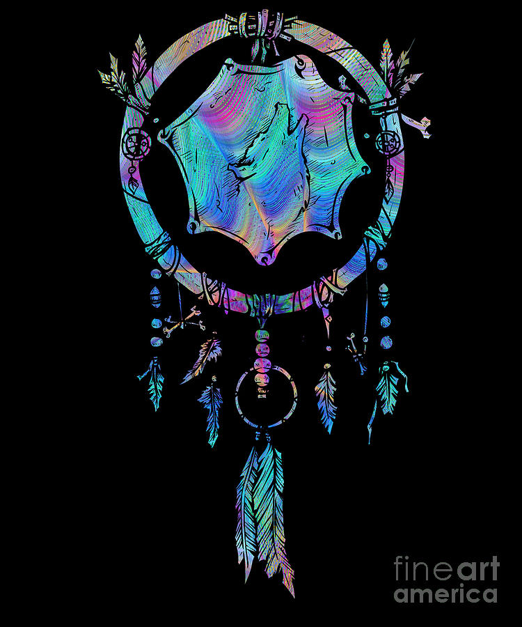 Native American Dreamcatcher Psychedelic Wolf Gift