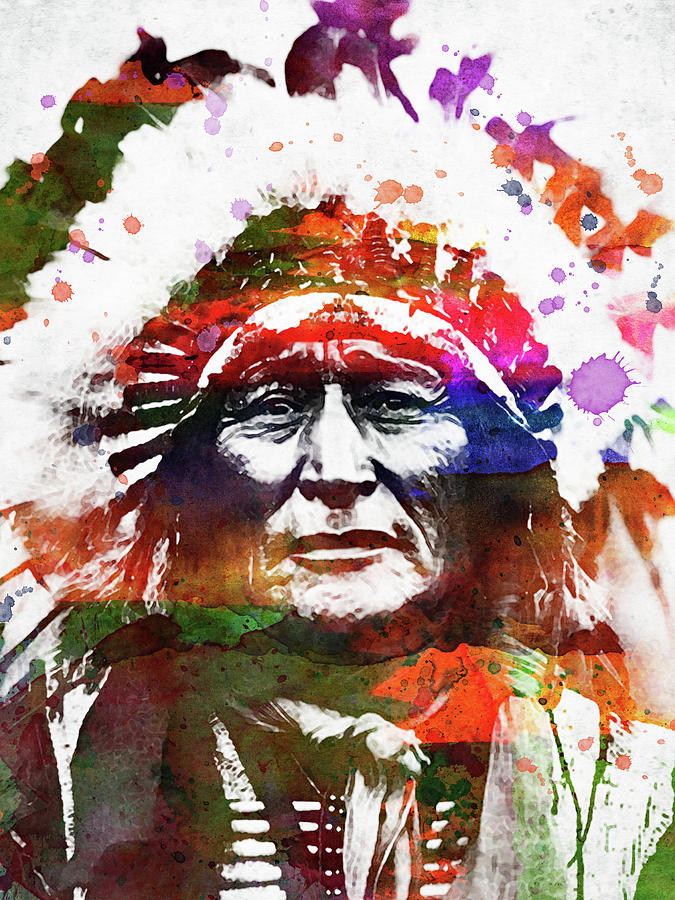 Native American elder on dry ground print by Editors Choice | Posterlounge