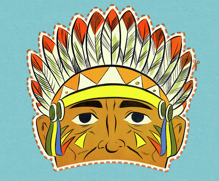 Halloween Drawing - Native American Mask by CSA Images