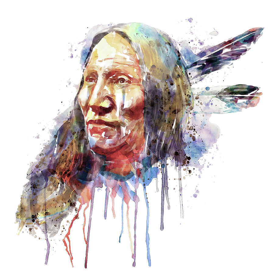 Native American Portrait Painting by Marian Voicu