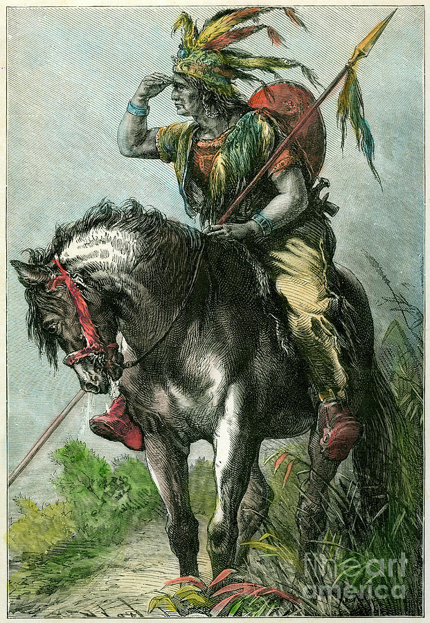 Native American Scout, C1870 Drawing by Print Collector