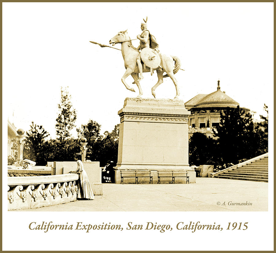 Native American Statue, California Exposition, 1915 Photograph by A Macarthur Gurmankin