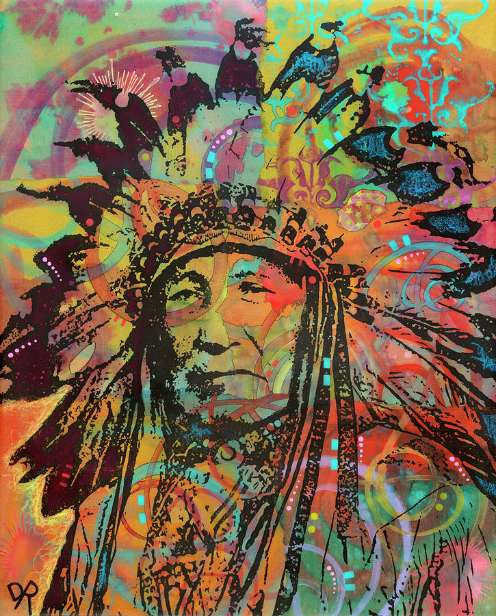 Indian Mixed Media - Native American V by Dean Russo Indian Mixed Media - Native American V by Dean Russo