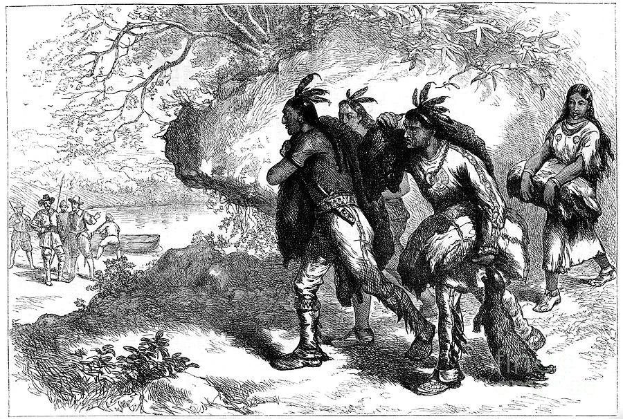 Native Americans Bringing Beaver Skins Drawing by Print Collector