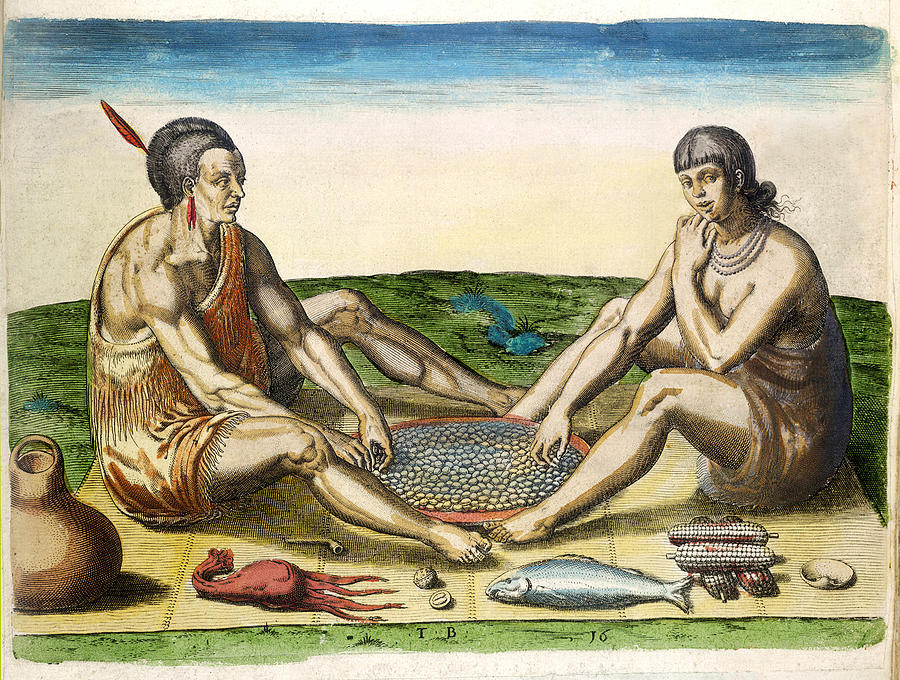 Native Americans Eating, 16th Century Photograph by British Library