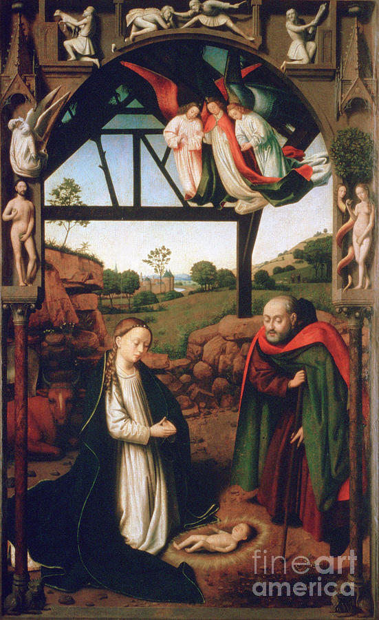 Nativity, 1452. Artist Petrus Christus Drawing by Print Collector