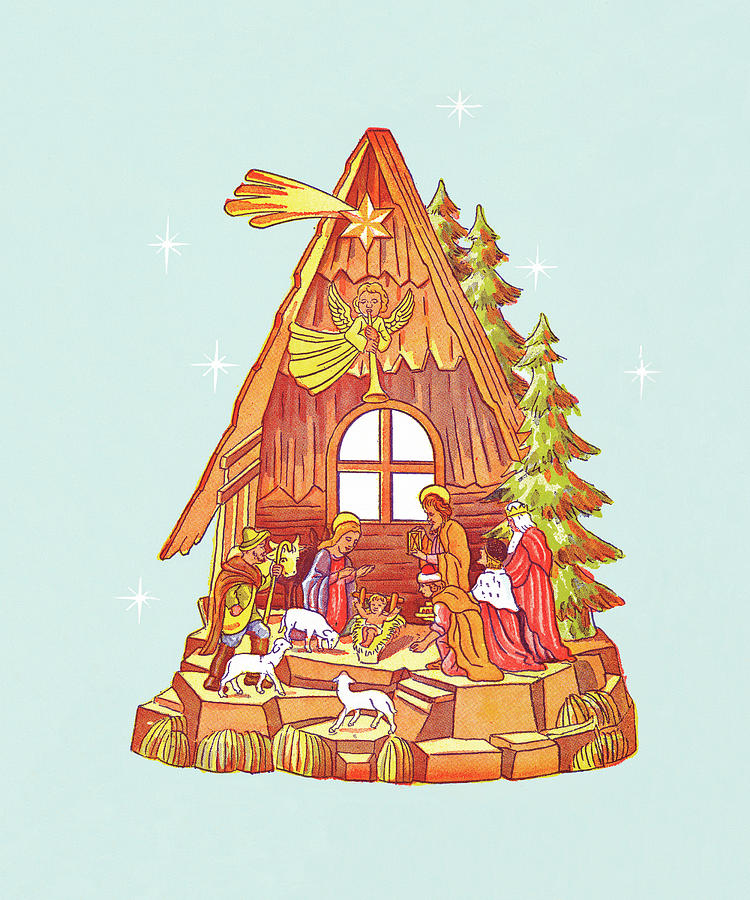 Christmas Drawing - Nativity by CSA Images