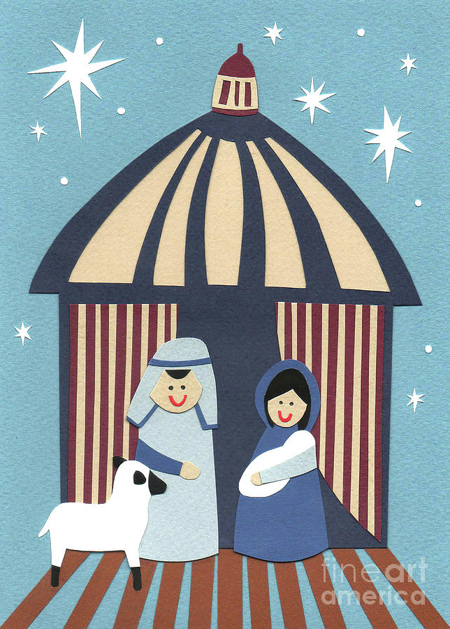 Nativity  cut paper Mixed Media by Isobel Barber