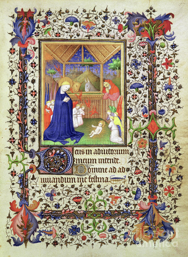 Nativity, From The Chevalier Hourse, Circa 1420 Painting by French School