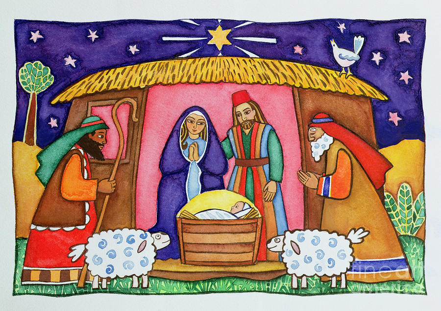 Nativity Scene Painting by Cathy Baxter