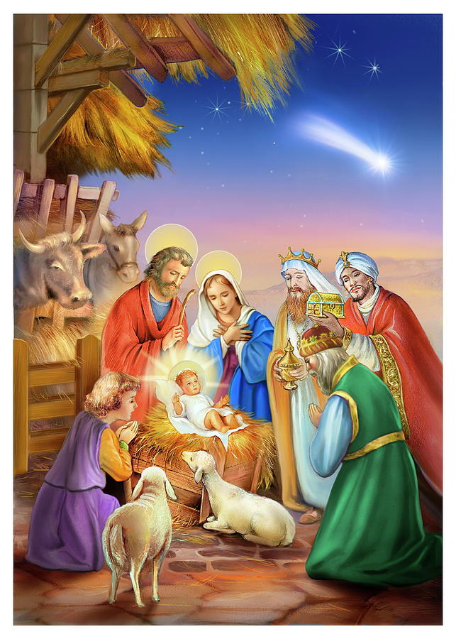 Nativity Scene Painting by Patrick Hoenderkamp