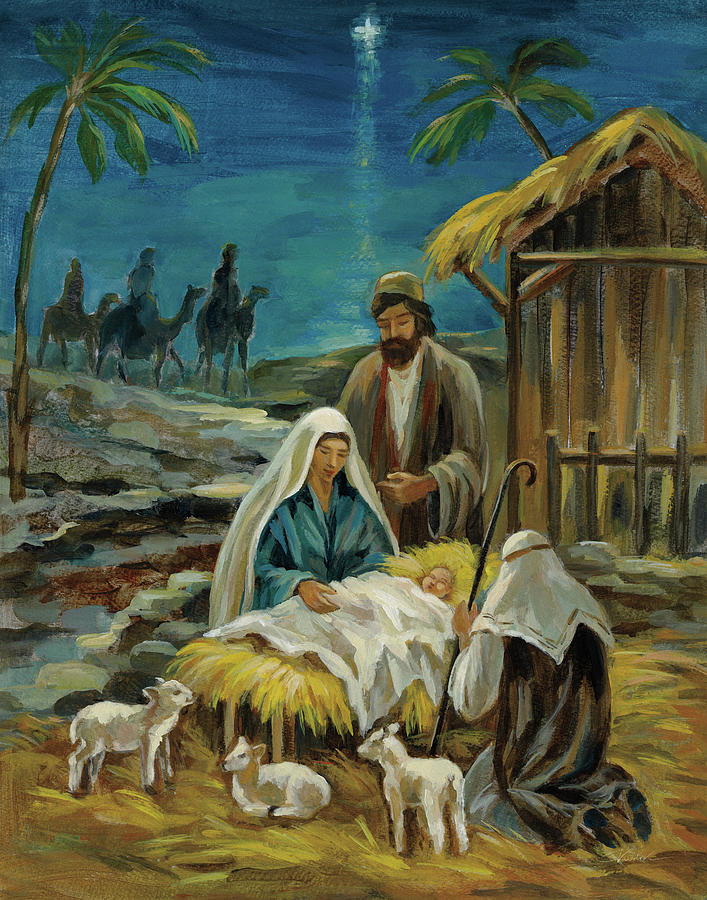 Christmas Painting - Nativity Scene by Silvia Vassileva