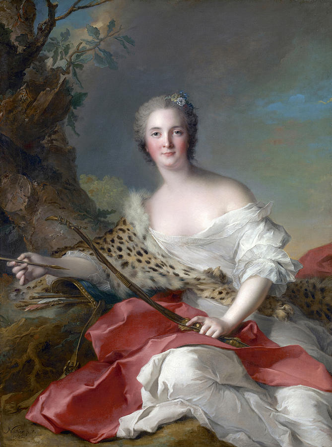 Portrait of Madame Bonnier de la Mosson as Diana, 1742 Painting by Jean-marc Nattier