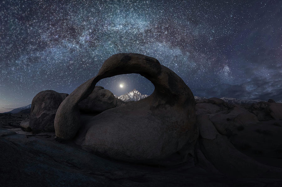 Nature Digital Art - Natural Arch Under Starry Sky by Luca Benini