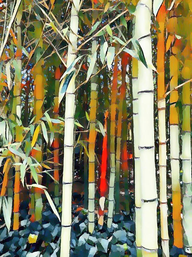 Natural bamboo trees Painting by Jeelan Clark