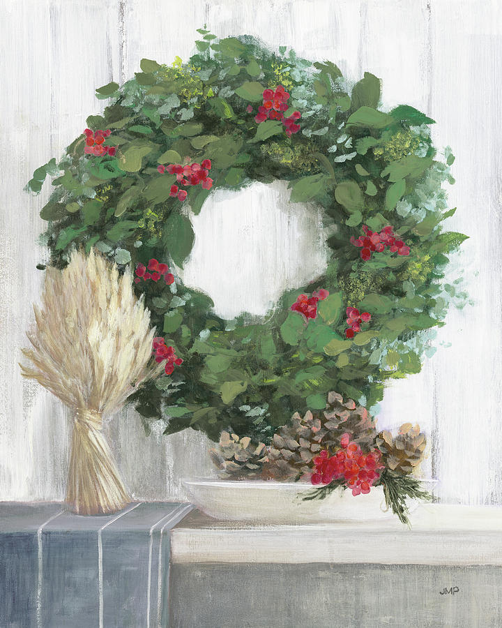 Christmas Painting - Natural Christmas II Blue by Julia Purinton