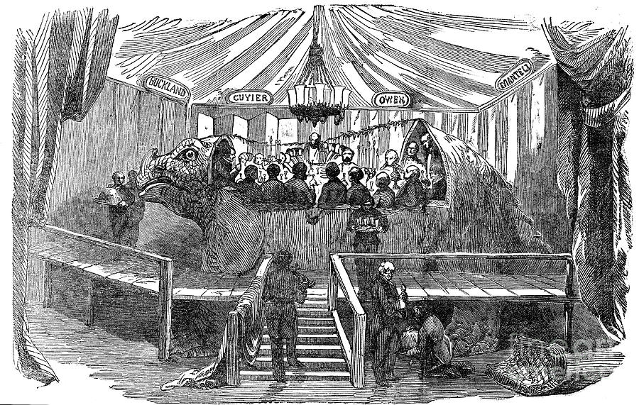 Naturalists Dining Inside A Model Drawing by Print Collector
