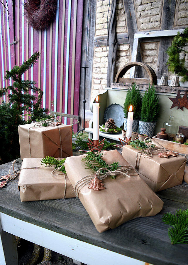 Naturally Packed Christmas Presents Photograph by Christin By Hof 9