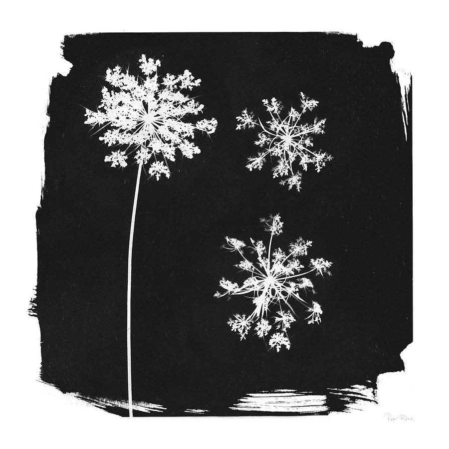 Black And White Painting - Nature By The Lake Flowers IIi Black by Piper Rhue