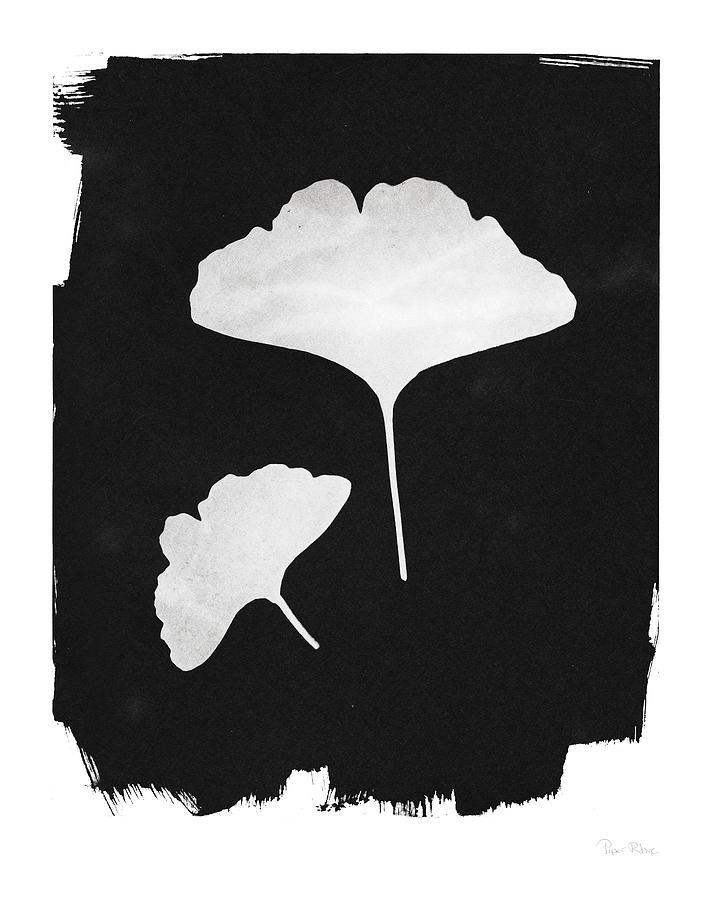 Black And White Painting - Nature By The Lake Gingko II Black by Piper Rhue