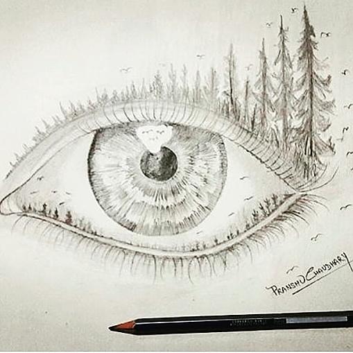 a pencil sketch of polluted nature | Photoskart-anthinhphatland.vn