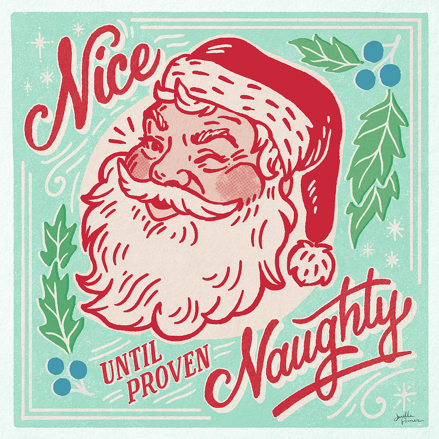 Christmas Mixed Media - Naughty And Nice II Bright by Janelle Penner