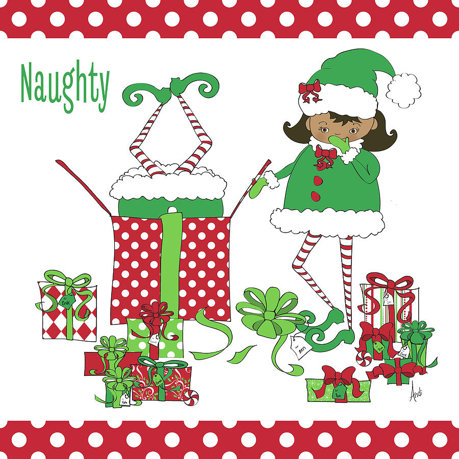 Christmas Mixed Media - Naughty Elves by Andi Metz