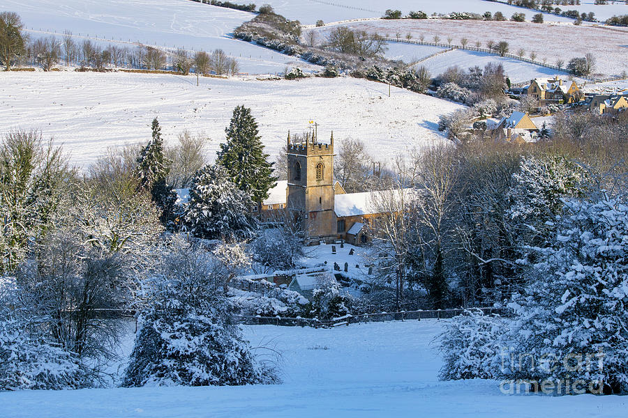 Naunton Church in the Cotswolds Winter Snow Photograph by Tim Gainey