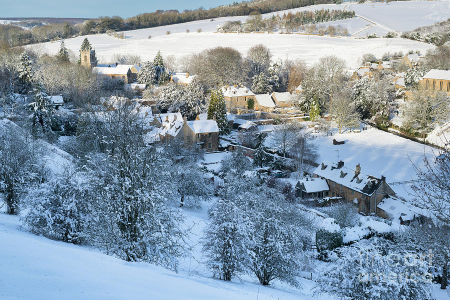 Naunton Village In The Cotswolds Winter Snow Photograph by Tim Gainey