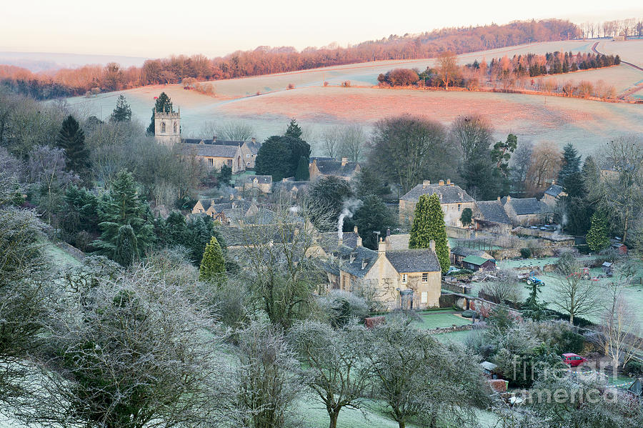 Naunton Village in the January Frost at Sunrise Photograph by Tim Gainey