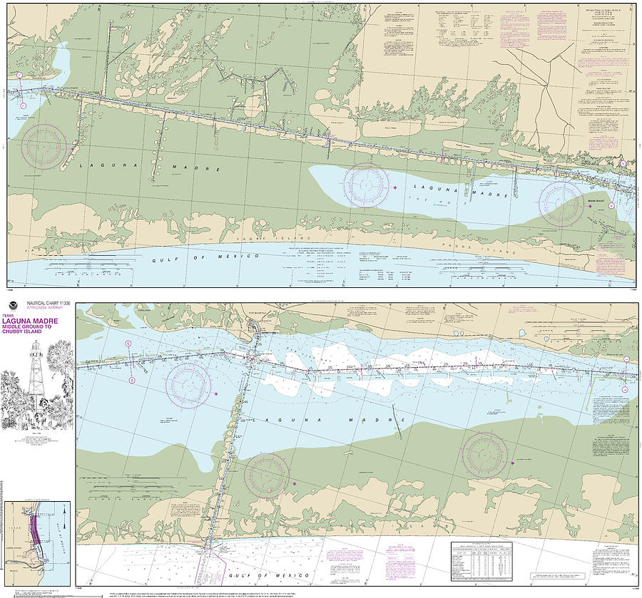 Nautical Chart 11306 Intracoastal Waterway Laguna Madre Middle Ground Chubby Island Mixed Media 6369