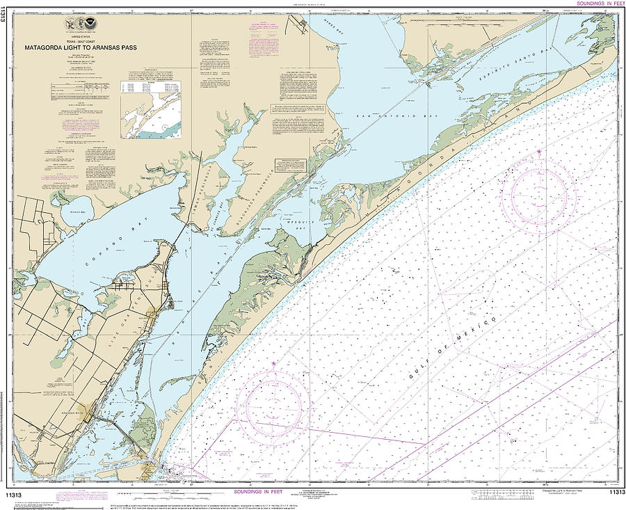 Nautical Chart-11313 Matagorda Light-aransas Pass Mixed Media by Sea ...