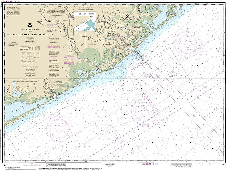 Nautical Chart-11321 San Luis Pass-east Matagorda Bay Mixed Media by ...