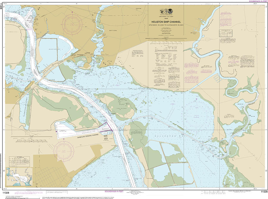 Alexander Island Mixed Media - Nautical Chart-11328 Houston Ship Channel Atkinson Island-alexander Island by Bret Johnstad