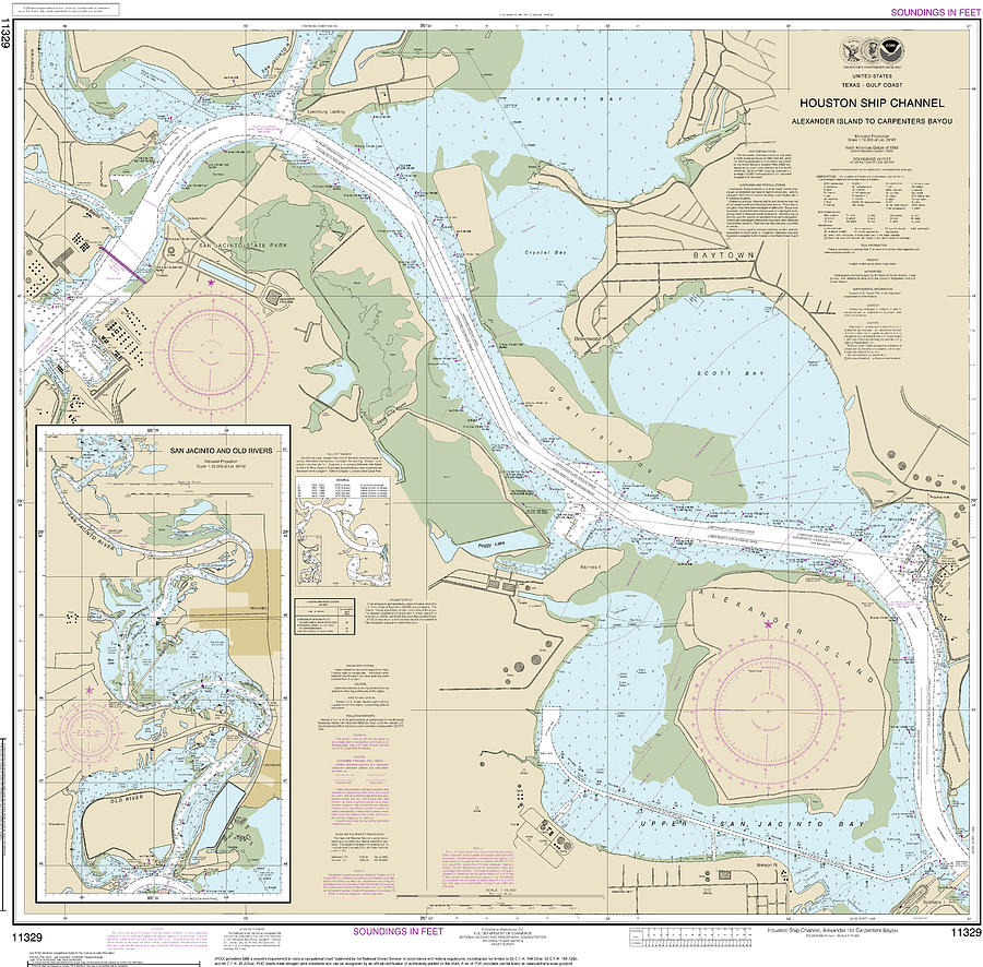 San Jacinto Mixed Media - Nautical Chart-11329 Houston Ship Channel Alexander Island-carpenters Bayou, San Jacinto-old Rivers by Bret Johnstad
