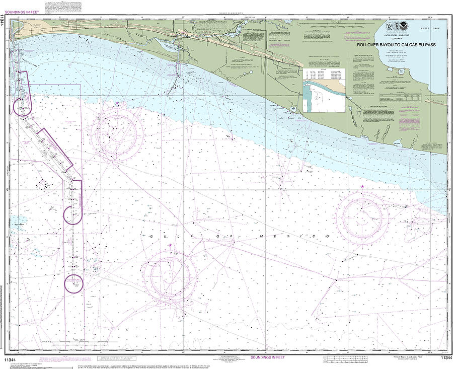 Nautical Chart-11344 Rollover Bayou-calcasieu Pass Mixed Media by Bret ...