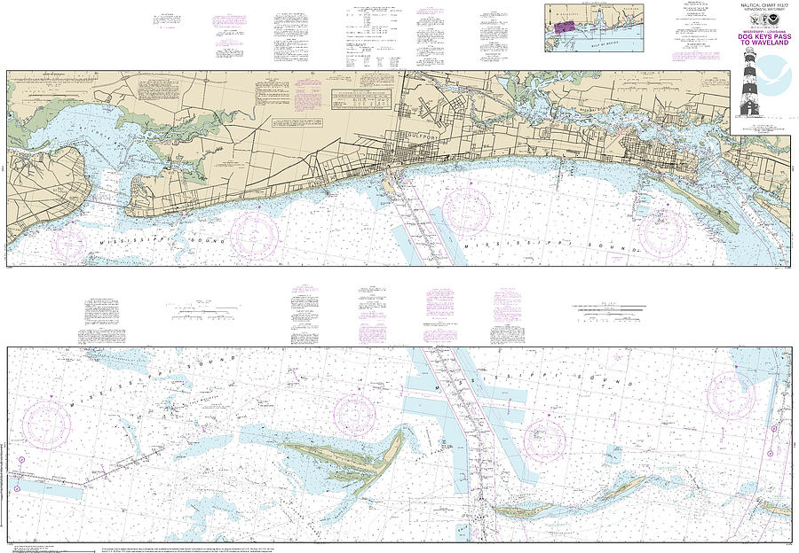 Nautical Chart-11372 Intracoastal Waterway Dog Keys Pass-waveland Mixed ...