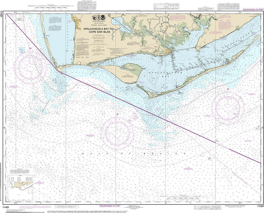 Nautical Chart11401 Apalachicola Baycape San Blas Mixed Media by Sea