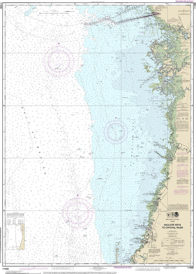 Nautical Chart-11409 Anclote Keys-crystal River Mixed Media by Sea ...