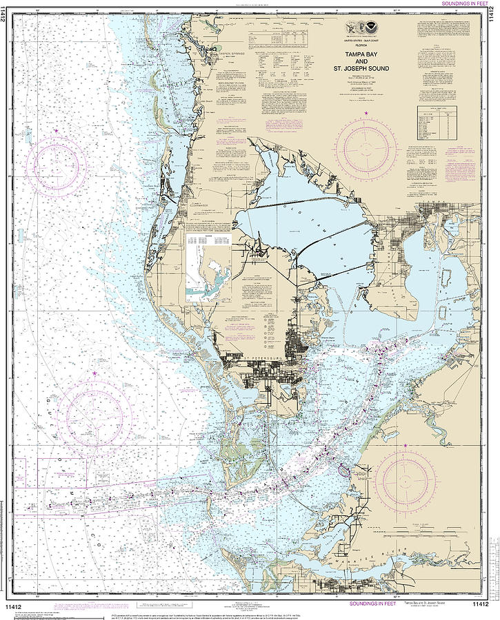 Nautical Chart11412 Tampa Bayst Joseph Sound Mixed Media by Sea Koast
