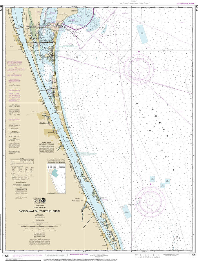 Nautical Chart-11476 Cape Canaveral-bethel Shoal Mixed Media by Sea ...