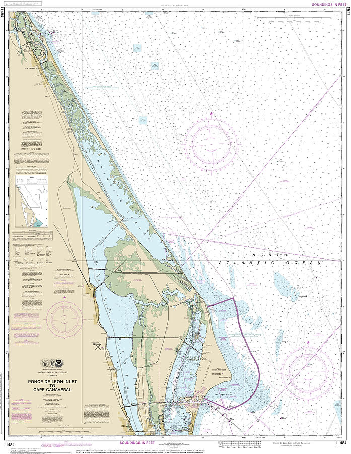 Nautical Chart-11484 Ponce De Leon Inlet-cape Canaveral Mixed Media by ...