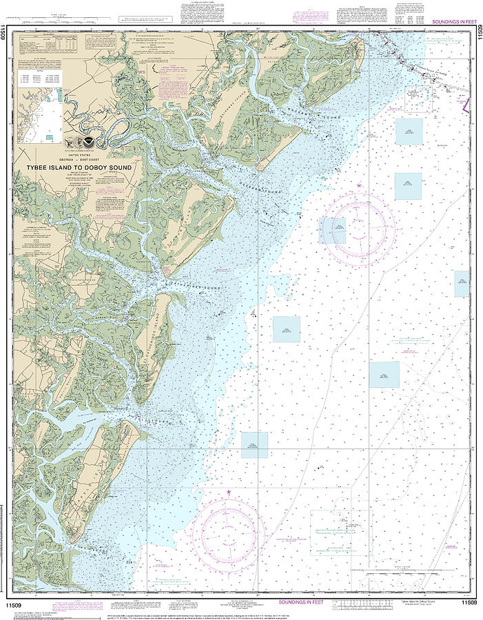Nautical Chart11509 Tybee Islanddoboy Sound Mixed Media by Bret