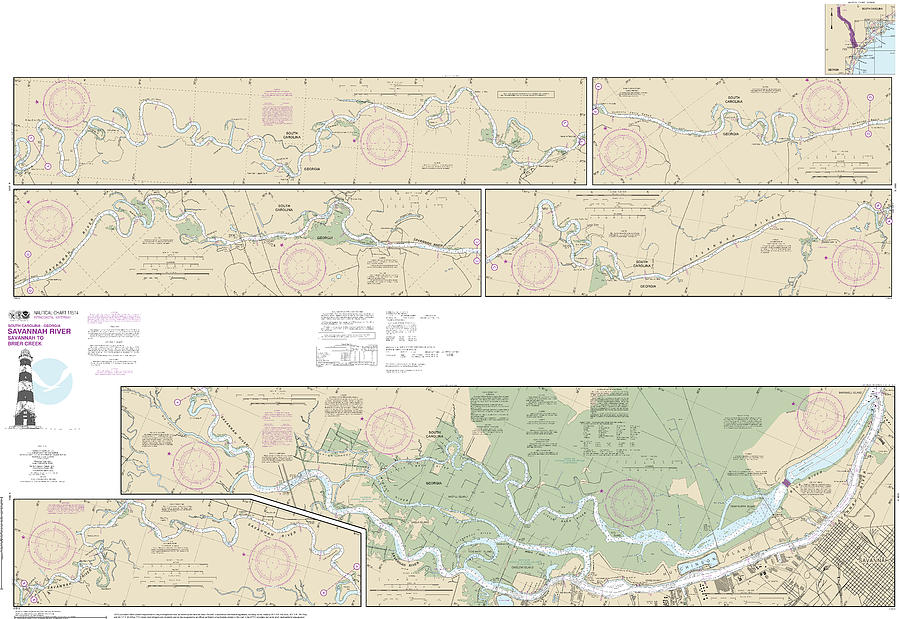 Nautical Chart-11514 Savannah River Savannah-brier Creek Mixed Media by