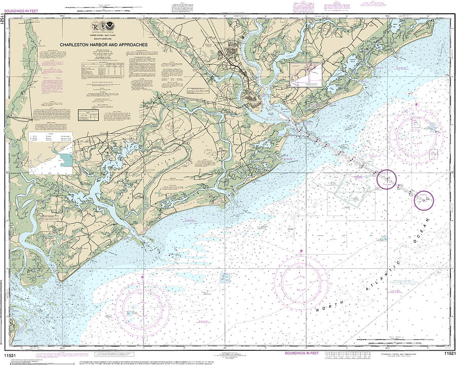 M4 Mixed Media - Nautical Chart-11521 Charleston Harbor-approaches by Bret Johnstad