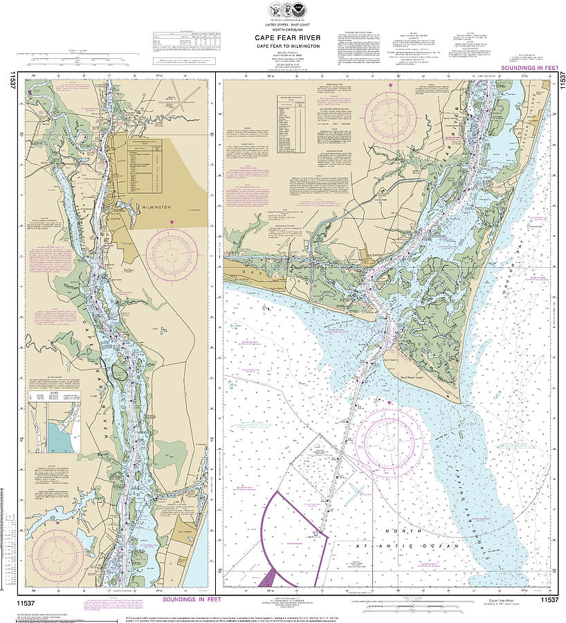 Nautical Chart-11537 Cape Fear River Cape Fear-wilmington Mixed Media ...