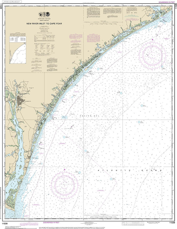 Nautical Chart-11539 New River Inlet-cape Fear Mixed Media by Sea Koast ...