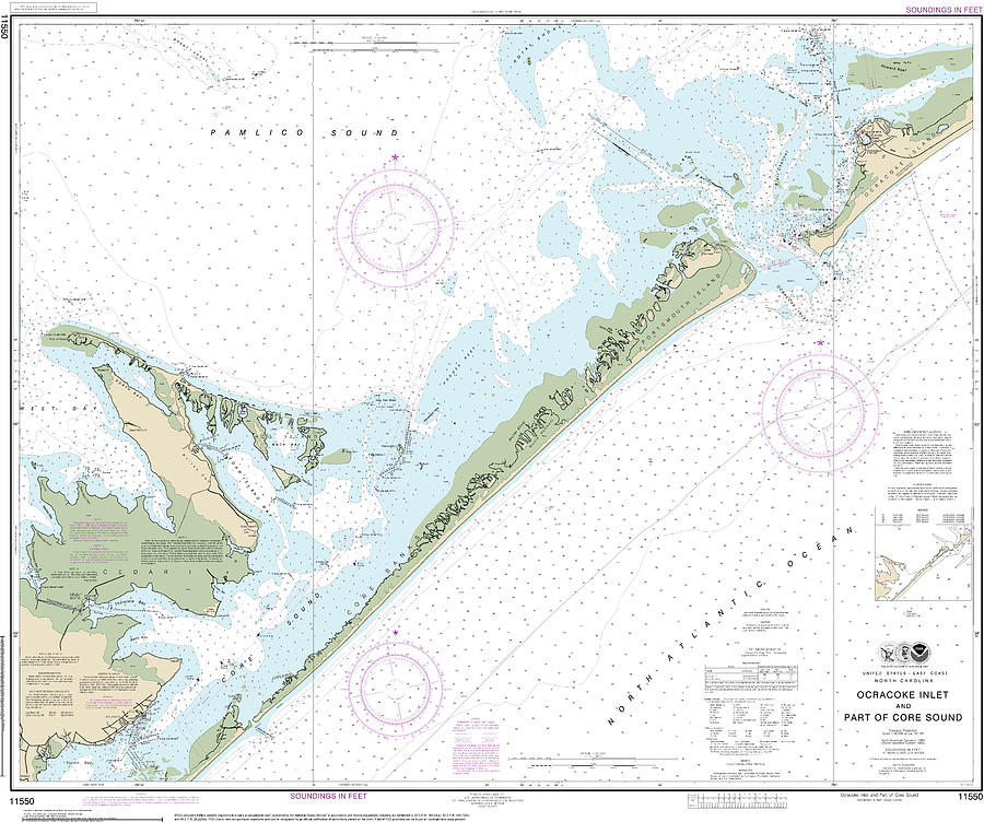 Nautical Chart-11550 Ocracoke Lnlet-part-core Sound Mixed Media by Sea ...